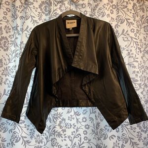 Faux Leather Open Jacket